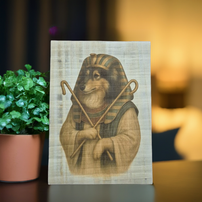 Huisdierportret op papyrus voorbeeld