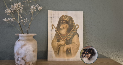 Huisdierportret op papyrus voorbeeld